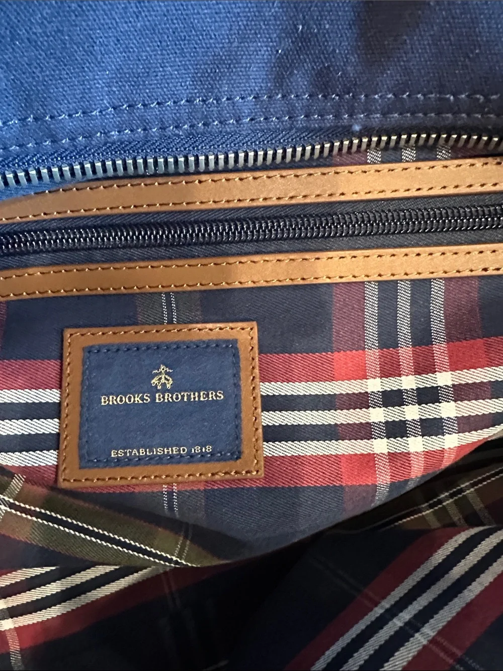 Brooks Brothers x NY Rangers Navy Duffel Bag with Brown Accents